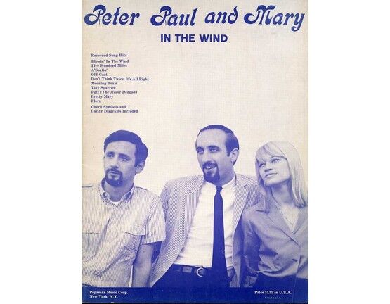 10695 | Peter, Paul and Mary - In the Wind - Songs for Voice, Piano & Guitar Tab - Featuring Peter, Paul and Mary