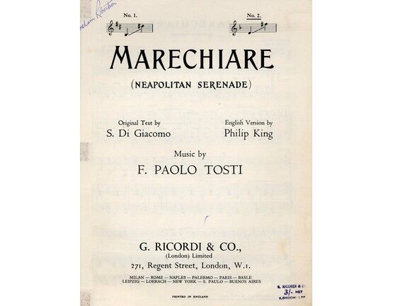 10720 | Marechiare (Neapolitan Serenade) - Canto Napoletano - In the key of F major for High voice