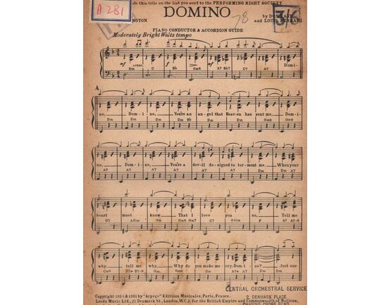 109 | DANCE BAND with Vocals:- DOMINO - (moderately bright waltz tempo)