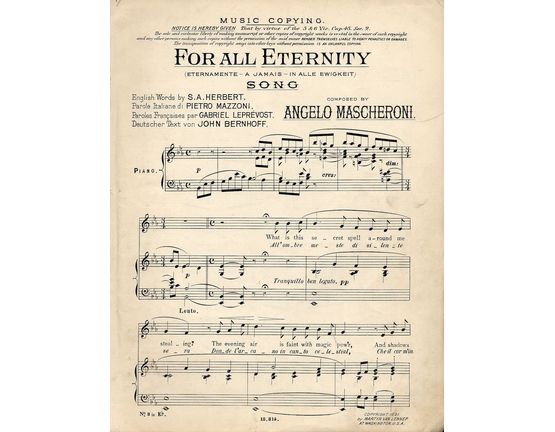 10921 | For All Eternity - Song with English and Italian Words in the key of E flat major
