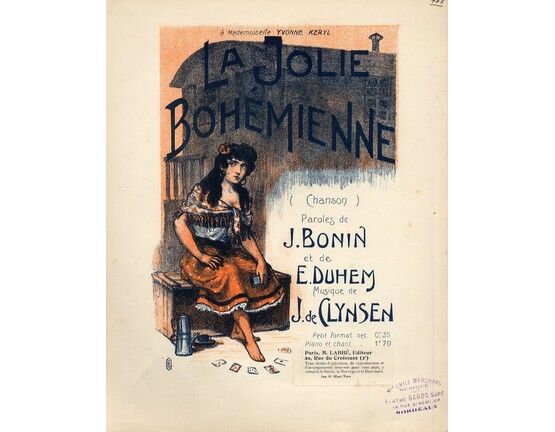 10949 | La Jolie Bohémienne - Song dedicated to Mademoiselle Yvonne Keryl
