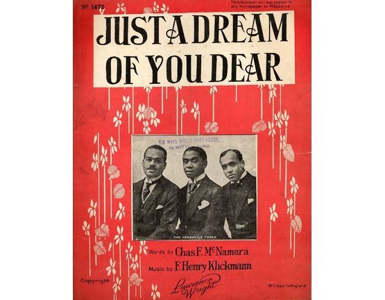11 | Just a Dream of You Dear - Featuring Male Quartet, Featuring The Versatile Three,