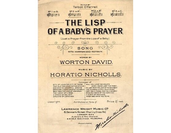 11 | The Lisp of a Babys Prayer (Just a prayer from the lips of a Baby) Song in the key of A flat major