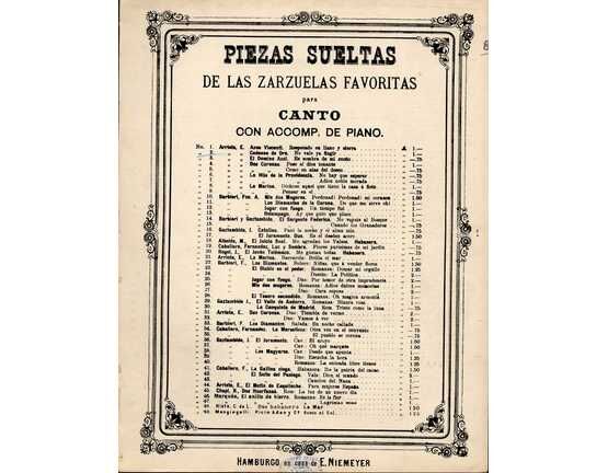 11306 | Cadenas de Oro - Zarzuela en 3 Actos - For Voice and Piano - No. 23 from 'Piezas Sueltas de la Zarzuelas Favoritas'