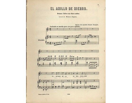 11306 | El Anillo de Hierro - Drama Lirico en Cinco Actos - For Voice and Piano - No. 47 from 'Piezas Sueltas de la Zarzuelas Favoritas'
