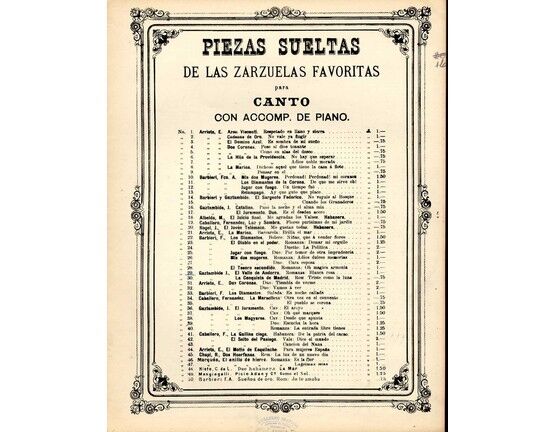 11306 | El Valle de Andorra (Zarzuela) - Romanza - For Voice and Piano - No. 29 from 'Piezas Sueltas de la Zarzuelas Favoritas'
