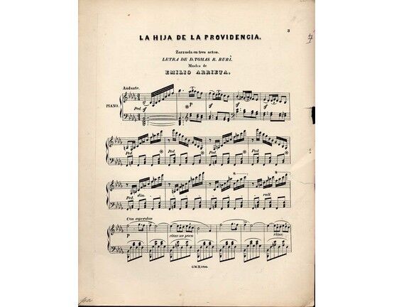 11306 | La Hija de la Providencia  - No Hay Que Esperar - Zarzuela en 3 Actos - For Voice and Piano - No. 6 from 'Piezas Sueltas de la Zarzuelas Favoritas'