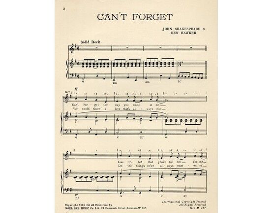 11333 | Can't Forget - Song - Piano and Voice - Professional Copy