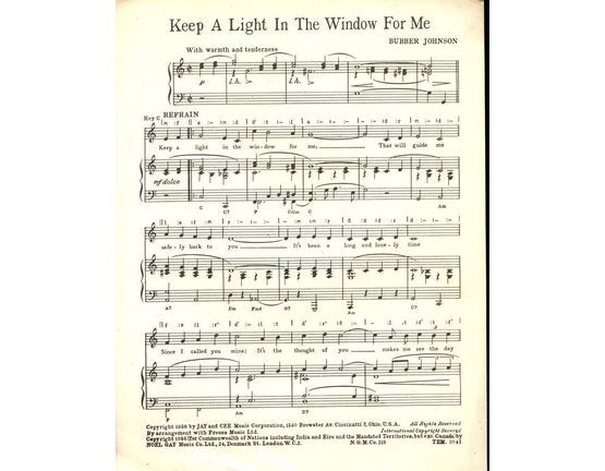 11333 | Keep A Light In The Window For Me - Song