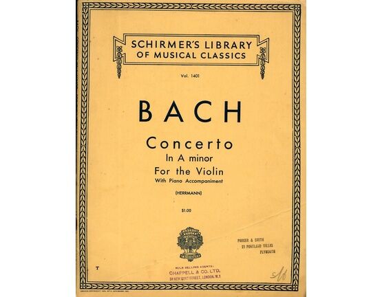 11550 | Bach - Concerto in A Minor - For Violin and Piano