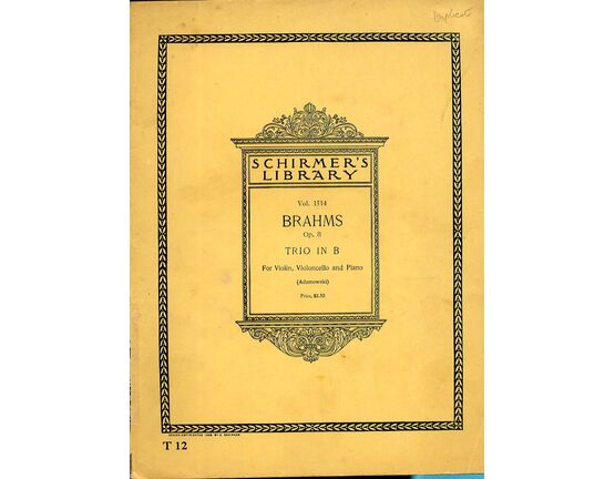 11550 | Brahms - Trio in B for Violin, Violoncello and Piano - Op. 8