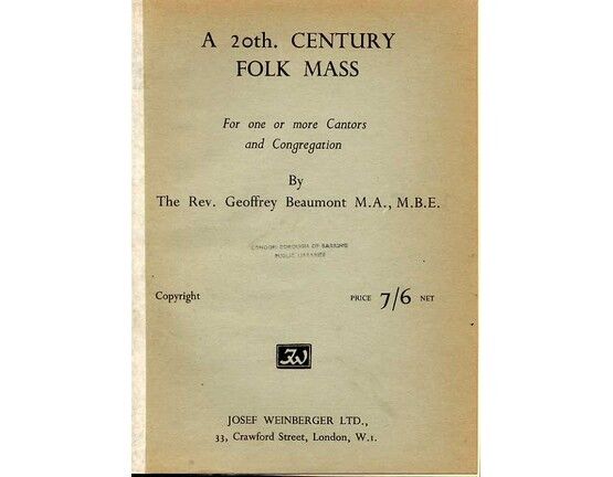 11576 | A 20th Century Folk Mass - For One or More Cantors and Congregation with Piano accompaniment
