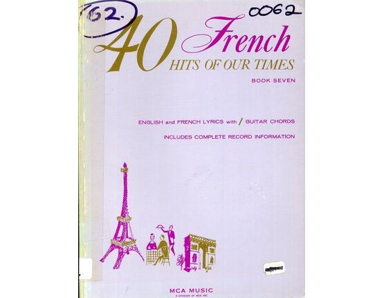 11657 | 40 French hits of our times, English and French Lyrics - With Guitar Chords