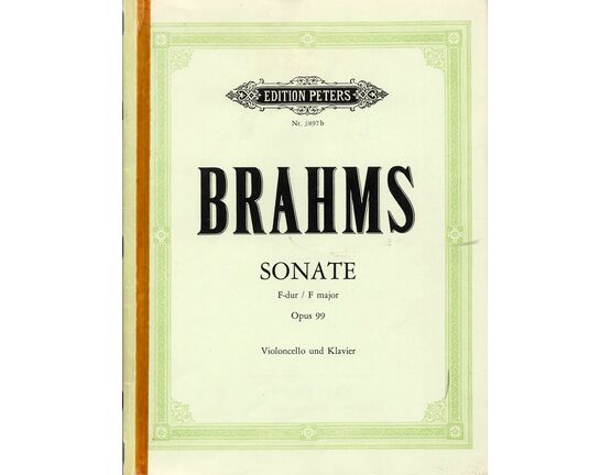 11694 | Brahms - Sonata in F Major - For Cello and Piano - Op. 99 - Edition Peters No. 3897b