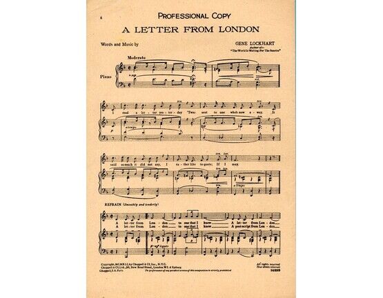11732 | A Letter from London - Song - Professional Copy
