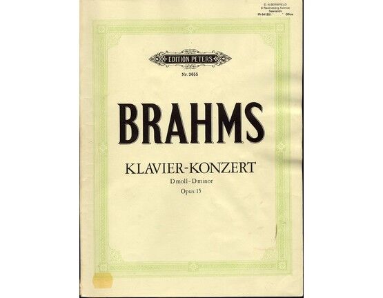 11739 | Brahms - Klavier Konzert in D Minor - Op. 15 - Edition Peters No. 3655 - Arranged for Piano and Orchestra