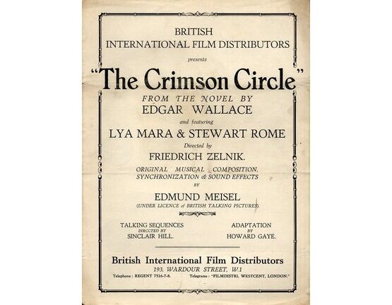 11817 | ("The Crimson Circle") Motives - from the Novel by Edgar Wallace