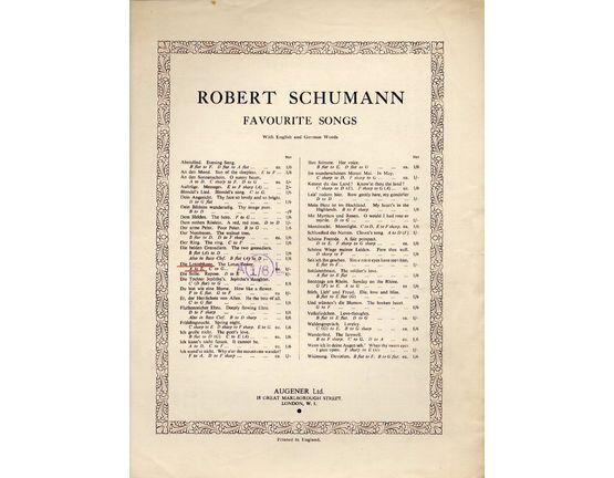 11899 | Die Lotosblume (The Lotus Flower) A to E - Robert Schumann Favourite Songs - With English and German Words