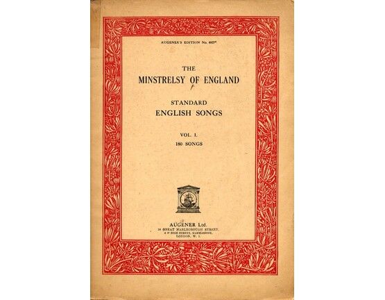 11899 | The Minstrelsy of England - Standard English Songs - Volume 1 - 180 Songs - Augener's Edition No. 8927a