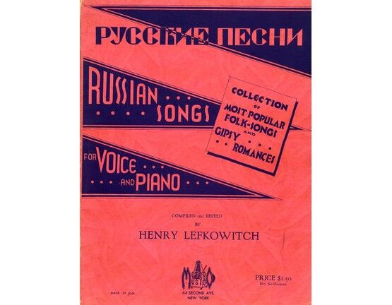 11943 | Russian Songs - For Voice and Piano - Collection of 25 of the Most Popular Folk Songs and Gipsy Romances