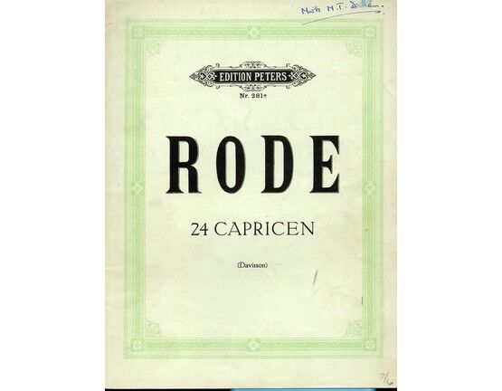 12135 | Rode - 24 Capricen - In form von etüden fü violine solo - Edition Peters - Nr. 281a - Violin Solo