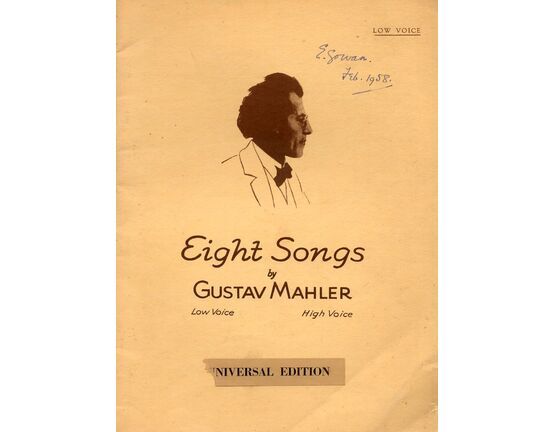 12144 | Mahler - Eight Songs - For Low Voice and Piano - Words from Des Knaben Wunderhorn in German and English