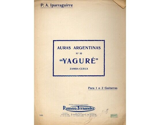 12349 | Auras Argentinas No. 10 - Yagure - Zamba-Cueca - For Two Guitars - 7403
