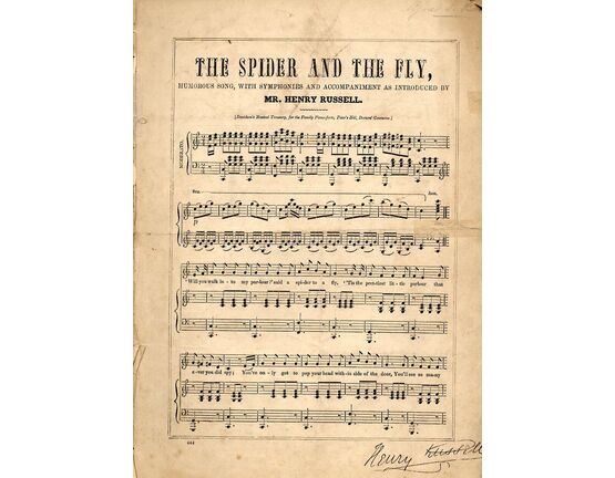 12436 | The Spider and The Fly - Humorous Song with Symphonies and Accompaniment - For Piano and Voice