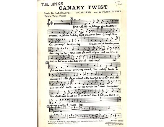 12452 | Canary Twist - Arrangement for Full Orchestra