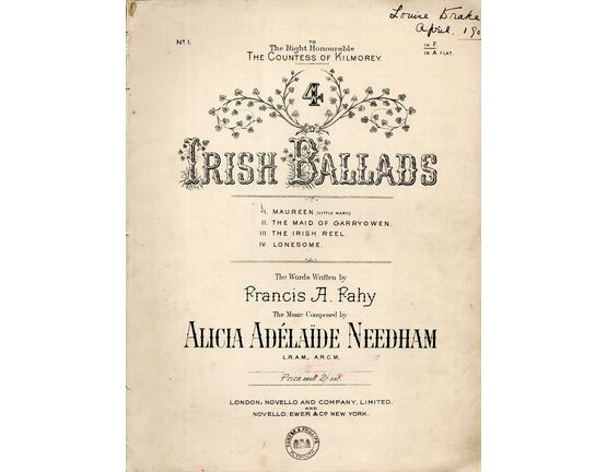 12589 | Maureen - Irish Ballad No. 1 of 4 in F Major - Dedicated to The Right Honourable The Countess of Kilmorey