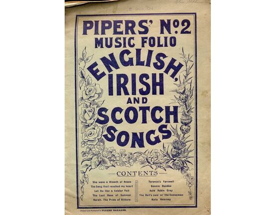 12740 | English Irish and Scotch Songs - Piper's No. 2 Music Folio - For Piano and Voice