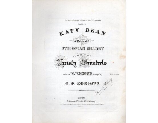 12756 | Christy's Katy Dean - A Celebrated Ethiopian Melody - As Sung by The Cristy Minstrels - For Piano and Voice
