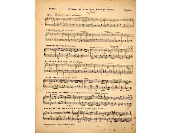 12858 | Oeuvers Nouvelles de Francis Popy Pour Piano - Professional Copy