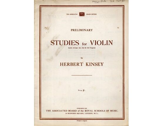 12924 | 12 Preliminary Studies for Violin - The Associated Board Edition - Open Strings, 1st, 2nd & 3rd Fingers