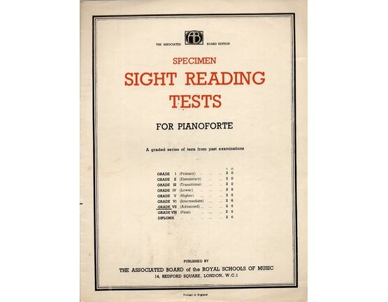 12924 | 12 Specimen Sight Reading Tests - For Pianoforte - Grade 7