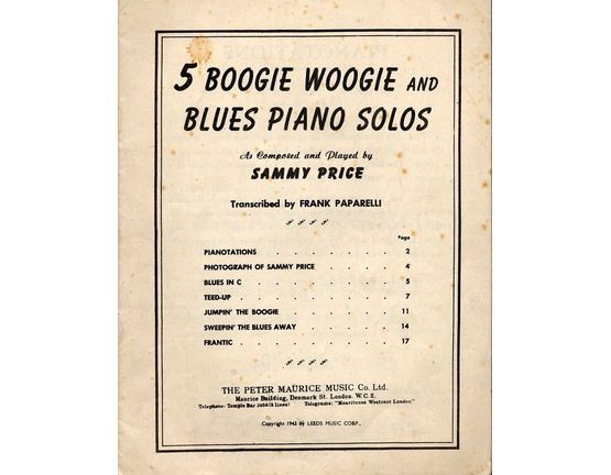 130 | 5 Famous Boogie Woogie and Blues Piano Solos - As played by Sammy Price
