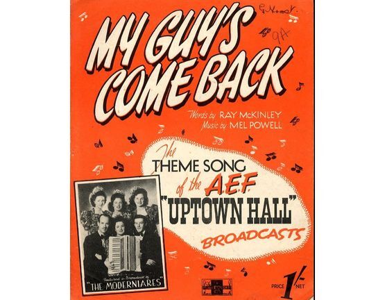 130 | My Guys Come Back - Theme song of  the AEF "Uptown Hall" Broadcasts - For Piano and Voice - Featured and Broadcast by The Moderniares