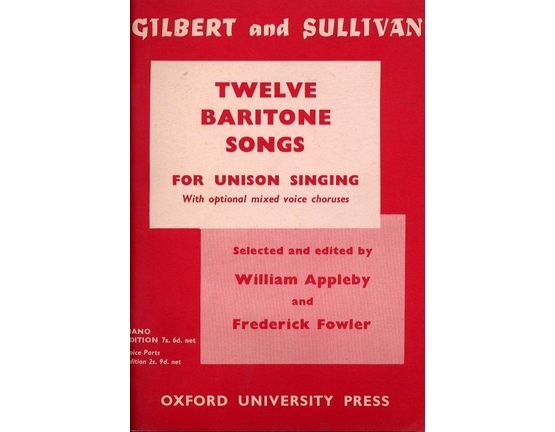 139 | Gilbert and Sullivan - Twelve Baritone Songws - For Unison Singing with optional mixed voice choruses