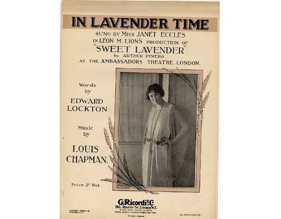 1512 | In Lavender Time, sung by Miss Janet Eccles in  "Sweet Lavender",