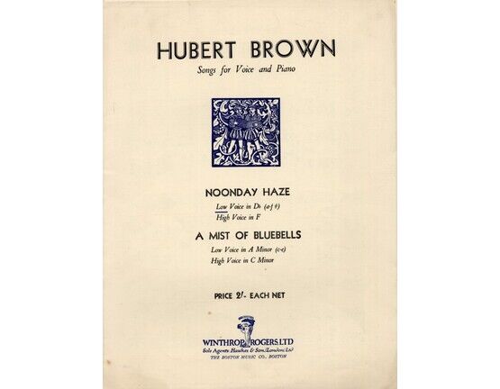 176 | Brown - Noonday Haze for Low Voice in D flat - Song for Voice and Piano