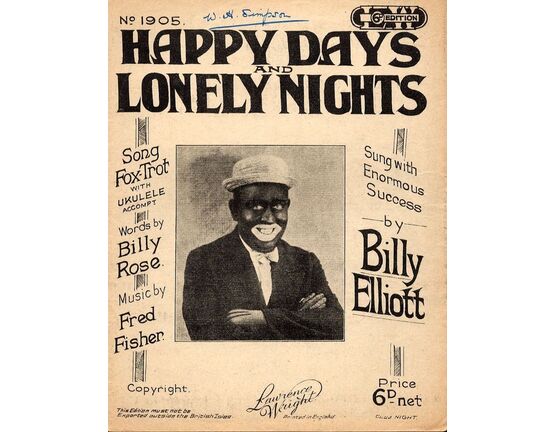 187 | Happy Days and Lonely Nights - Song Foxtrot with Ukulele Accompaniment - Featuring Billy Elliott