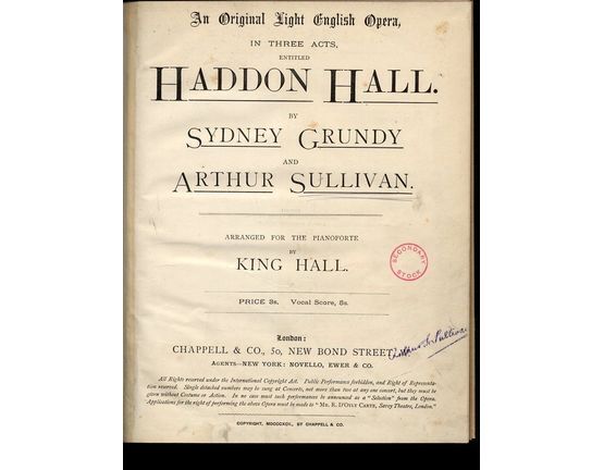 188 | Haddon Hall - An Original Light English Opera in Three Acts - Arranged for Piano