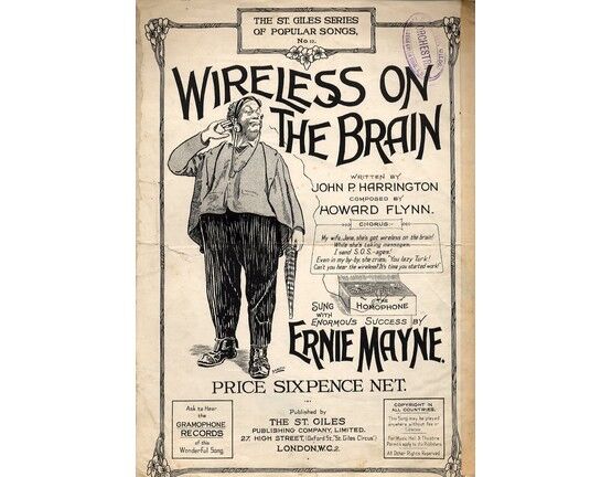 1886 | Wireless on the Brain - The St. Giles Series of Popular Songs - No. 12 - Featuring Charicature of Ernie Mayne