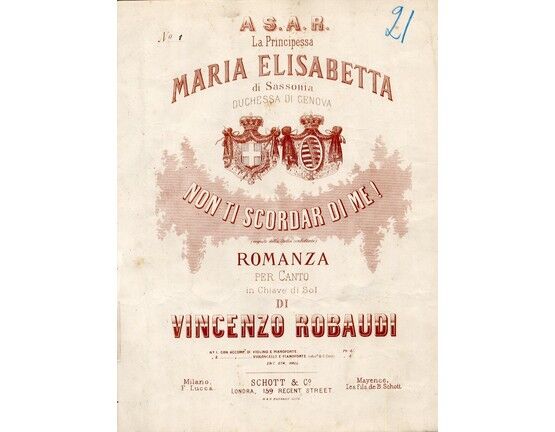 189 | A.S.A.R. La Principessa - Maria Elisabetta di Sassonia - Duchessa Di Genova Non Ti Scordar Di Me! - For Violin