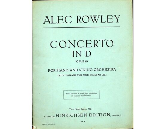 2002 | Concerto in D - Op. 49 - Piano Solo arrangement with a second piano substituting the Orchestral accompaniment - Two Piano Series, No. 1 - Hinrichsen Edition No. 24