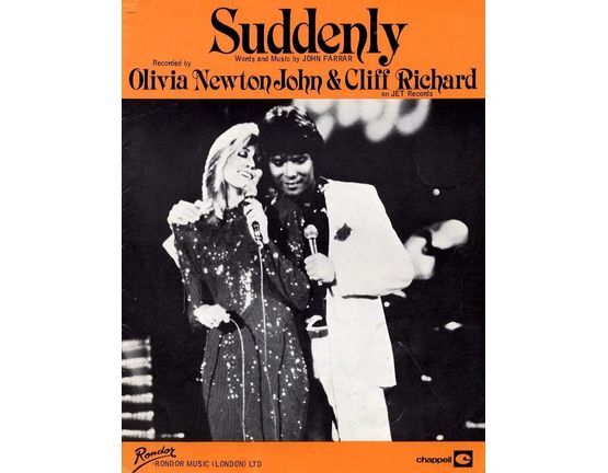 22 | Suddenly - Recorded by Olivia Newton John and Cliff Richard on Jet Records - For Piano and Voice with chord symbols