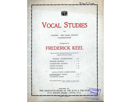 222 | Vocal Studies for "School" and Local Centre Examinations - Intermediate Grade
