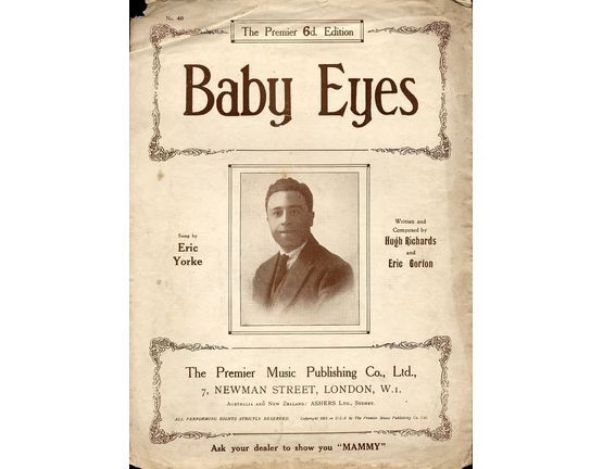 2442 | Baby Eyes - Sung by Eric Yorke ( image of him on the front cover)
