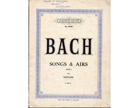 2715 | Bach - Songs and Airs Book 1 - For Soprano - Augeners Edition No. 4720a