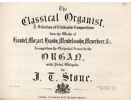 2755 | Allegro Vivace (Jupiter Sinfonia), No. 6 of  "The Classical Organist, A Selection of Celebrated Compositions from the Works of Handel, Mozart, Mendels